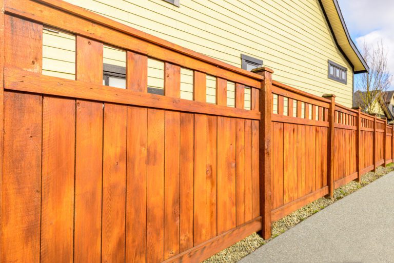 Residential wooden fencing.