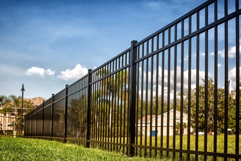 Residential metal fence.